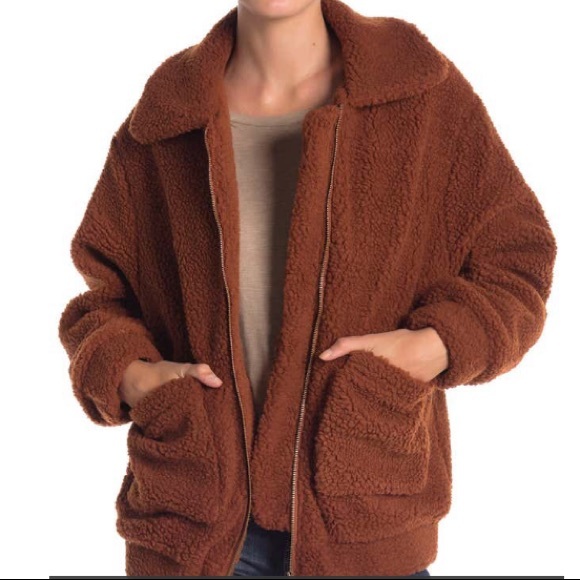 Elodie Teddy Bear Jacket in Rust - Picture 1 of 6